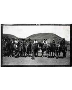 Group portrait of men on horseback, Rancho Santa Anita
