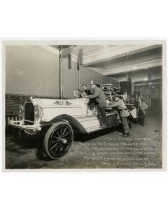Fire fighters and fire engine of Truck Co. No. 7, Los Angeles, May 29, 1915